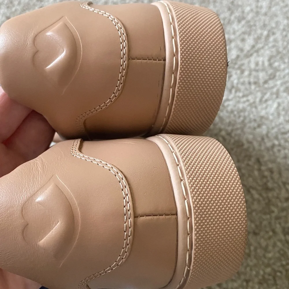Like new! See By Chloe Essie Leather Tan Sneakers with White Laces